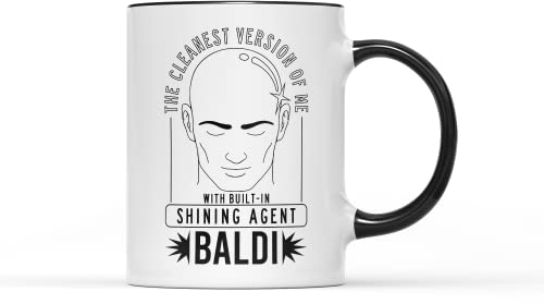 Baldi Shining Agent Mug - Funny Novelty Supermarket Bald Mens Hilarious Cup Coffee Tea Dads (Black Handle)