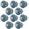 Knober 10 X Möbelknopf Blau mit blume weiß | Montur aus Edestahl silber| Möbelknöpfe 40mm Knauf | Türgriff Gewinde metrisch M3 | SAFRA Serie