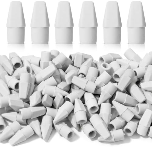 Mr. Pen- Pencil Top Erasers, 120 Pack, Latex-Free, No-Smudge Cap Pencil Erasers for Precise Erasing, Kids, Teachers, Studying Supplies, White