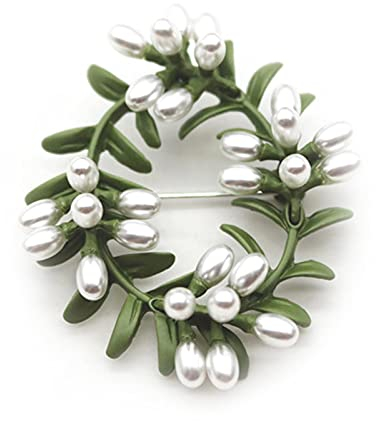 hcma Nouvelle Feuille Charme Broches Demi Trou Imitation Perle Vert Rétro Broche pour Fille Femmes Mignon Plante Vêtements Bijoux Accessori