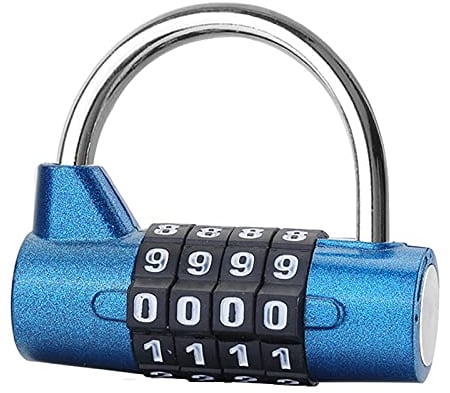 Vorhängeschloss Wetterfest 4 Stellig Rücksetzbar Zahlenschloss Metall & Plated Steel Combination Lock Anti Rost für Schule Gym & Sports Locker Hasp Cabinet & Storage Kombinationsschloss 1 Pcs (Blue)