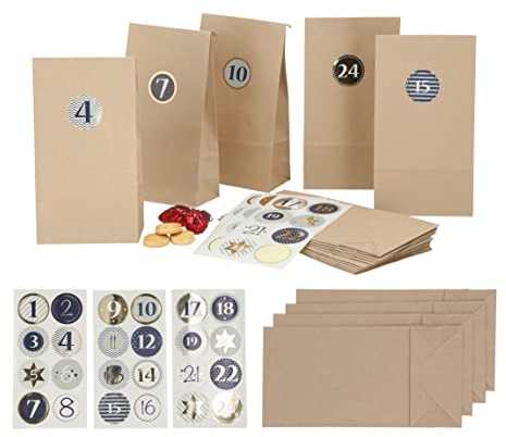 Adventskalender zum selbst Befüllen/wählbare Designs/Weihnachtskalender/Kinder/Filz/Häuser/Nikolaus (1er Einzel, Adventskalender Papiertüten)