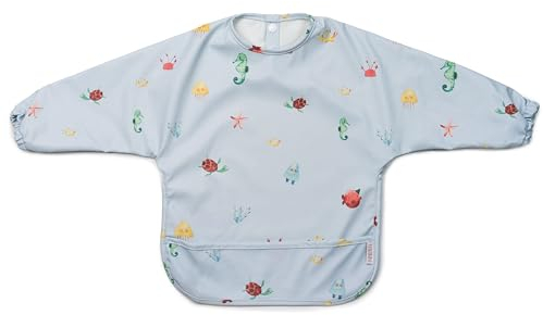 J.Børn Baby Lätzchen mit Langen Ärmeln, Lätzchen Wasserdichte, Baby Fütterlätzchen,Kunst Malerei Schürze, Ärmellätzchen Babys für Essen Malen Spielen, 6 Monate+ (Ocean)