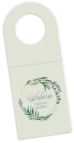 10x itenga Flaschenanhänger Schön dass du da bist Eukalyptus als Tischdeko oder Gastegeschenk GIve Away passend für Hochzeit Kommunion Konfirmation