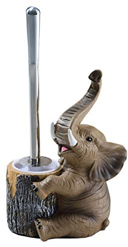 Cusstally Toilet Brush Resin Animal Toilet Brush with Holder Set,Creative Toilet Bowl Cleaner Brush for Bathroom Storage and Organization Toilet Accessories Bathroom Accessories (Color : Elephant)