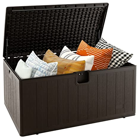 COSTWAY XXL Auflagenbox mit 492 Liter Kapazität, wetterfest, abschließbar, Gartenbox Kissenbox Aufbewahrungsbox für Gartengeräte, Poolzubehör & Kissen, 127 x 73 x 64 cm