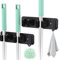 MOREMOCO 2 Stück Besenhalterung Wand, Gerätehalter Besenhalter Wandhalterung Edelstahl Besen Mop Halter Selbstklebend Werkzeughalter Organizer mit 2 Halter und 1 Haken