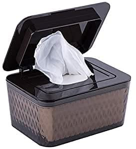 Feuchttücher-Box Baby Feuchttücherbox mit Deckel Aufbewahrungsbox für Feuchttücher Wiederverwendbare Nachfüllbare Feuchttücherbox Tragbare Reisetücher Spender Wischtaschen für Kinder (Braun)