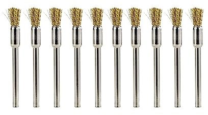 GGZONE RHAIYAN Juego de cepillos de Pulido de Acero Inoxidable/Nylon/latón con vástago de 3,0mm, 10 Uds., Cepillo de Alambre Apto for Accesorios rotativos Dremel (Color : 10pcs Brass)