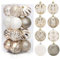 Herfair 16 Stück Weihnachtskugeln, Farbe Weihnachtskugeln Aufhänger für Christbaumschmuck, 8cm Christbaumkugeln Set, Weihnachten Ornamente Weihnachtsdeko (Champagner Gold)