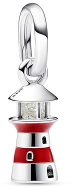 PANDORA Fluoreszierender Leuchtturm Charm-Anhänger aus Sterlingsilber, Kompatibel Moments, Moments Kollektion, 792714C01