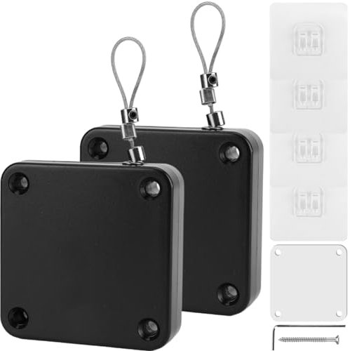 Palmcee 2 Pack Automatic Door Closer, Punch-Free Auto Sensor Door Closers with Self Adhesive Hook, Door Spring Closer with Drawstring for Interior Door Home Offices Used - Black