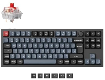 Keychron Q3 Pro Kabellose mechanische Tastatur, QMK/VIA Programmierbare Vollmetalltastatur Deutsches DE-ISO TKL Layout Bluetooth/Kabelgebunden RGB mit Hot-swap-fähigem Keychron K Pro Roter Schalter