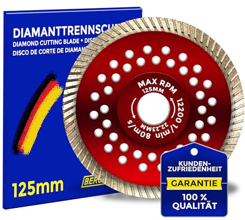 BERGMANN ® Diamantscheibe Ø 350mm für Stahlbeton Beton Granit Stein Marmor Ziegel uvm. | Trennscheibe Diamanttrennscheibe für Winkelschleifer BOSCH Makita Metabo