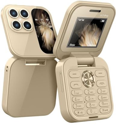 2024 New I17pro Mini Flip Phone Keypad Non-smartphone Elderly Phone 2G Network Radio Dial FM Multilingual Foldable Speed Phone Display father's Blacklist Foldable big Phone, Radio display mobi