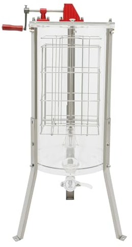 Manuelle Honigschleuder Tangentialschleuder 2 Rähmchen Honigextractor,Manueller Honigschleuder-Separator, Wabenspinner, Kurbelwerkzeug mit 3-Bein-Ständer, Bienenzucht-Extraktionsausrüstung