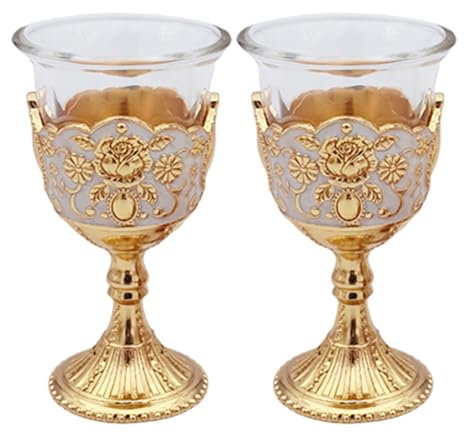 Farbige Wasserkelche aus Glas – Palast-Stil, hohe Gläser-Set, Retro-Metall-geprägter Weinbecher für Zuhause, Büros, Küche, Hochzeit