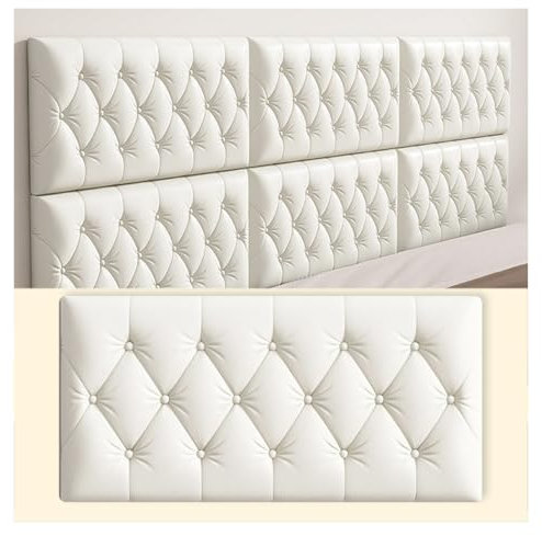 QINGYAN Antikollisions-Wandaufkleber, Weiche wasserdichte Wandpaneele Aus PE-Schaum, Schützendes Wandkissen for Kinderbetten, Wandmatte for Schlafzimmer Und Wohnzimmer(White,4PCS)