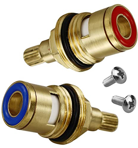 2 Sets Replacement Bathroom,Tap Indices Hot and Cold Inserts, Kitchen Sink Tap Standard Hot & Cold Tap 1/2'' Top Head Covers Chrome Plated Red and Blue Tap Top for Leaking Aging Taps
