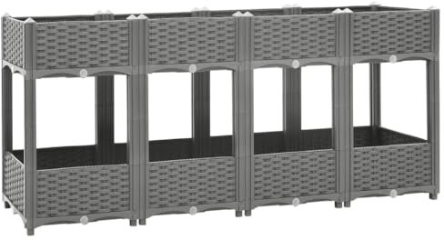 Somanki Hochbeet 160x40x71 cm Polypropylen, Palettenrahmen, Hochteich, Gemüsebeet, Kräuterregal Balkon, Blumenbeet, Kräuterspirale, Tomatenbeet, Pflanzhochbeet - 153300