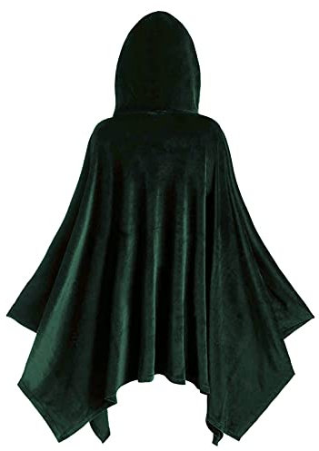 Umhang Mittelalter Damen Kapuzenumhang| Schwarzer Umhang Frauen| Halloween Umhang mit Kapuze Umhang Kostüm Cape Satin Erwachsene Umhang Kostüm Mantel für Halloween Weihnachten Karneval Kostüm