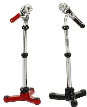 Microphones Miniatures, 2 Pièces Modèle de Microphone Miniature, Décor de Modèle de Microphone Miniature, Décoration de Poupée Microphone, Mini Modèle sans Fil, Enfants, Alliage, Scène