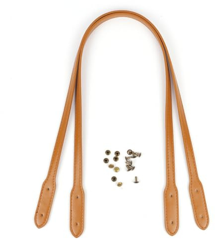Whakano 2 Stück PU-Leder Taschenhenkel Taschengriff,Lederhandtasche Griffe Mit Löchern,1,3 x 72cm Taschengriffe zum Häkeln,Tasche Zubehör,Ersatz Taschenriemen,DIY Taschenherstellung,Gelb