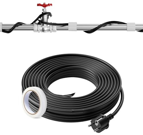 VEVOR Selbstregulierendes Rohrheizkabel, 18,3 m, 16,4 W/m, Heizkabel Frostschutz, Wasserrohr-Heizkabel mit eingebautem Thermostat schützt PVC-Schläuche, Metall- & Kunststoffrohre vor dem Einfrieren