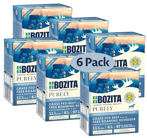 Bozita Purely Paté Adult Rentier – 370g – getreidefreies Nassfutter in der Dose für Hunde – mit 11 % Protein & 6 % Fett – für alle Hundegrößen & Aktivitätslevel – ohne Zucker & künstliche Zusätze