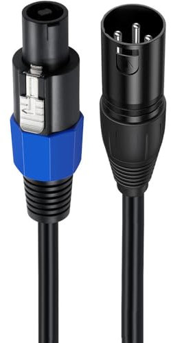 Hanprmeee Speakon to XLR Cable Audio Jack Speakon Male to XLR 3Pin Male Microphone Extension Lead Mic Jack Extender Cord Speakon Speaker Cable with Twist Lock for Amplifier DJ PA Stage. (0.5M)