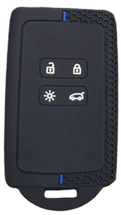 Autoschlüssel Hülle Kompatibel für Renaul-t Arkana Clio Koleos Megane Duster Kadjar Talisman Captur Espace Schlüssel Schlüsselcover, 4 Tasten Silikon Schutzhülle Schlüsselhülle-Blau