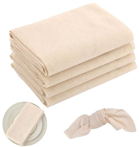 4 Pieces Cotton Napkins,40×40cm Napkins Cotton,Cloth Napkins,Linen Napkins,Fabric Napkins,for Dining Tables,But Also Can Be Used in the Kitchen,Picnics,Travel and Many Other Occasions (White)