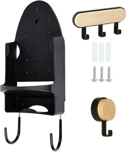 MRIH-HF Ironing Board Holder Wall Mount ironing board hanger Iron Board Storage hook Wall Mounted for Laundry Room Accessories Organizer Black