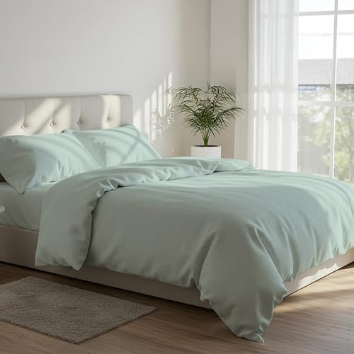 DANYDude 100% Egyptian Cotton Single Duvet Cover and PillowCase Set 400 Thread Count Single Duvet Cover Set – Hypoallergenic & Machine Washable Single Bed Quilt Cover Set