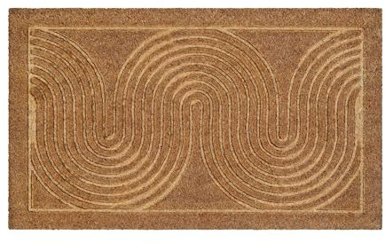 WECONhome – Coole Fußmatte aus 100% Kokos mit Wellen-Muster – pflegeleicht und rutschhemmend – Retro Flow (60 x 90 cm, Natur)