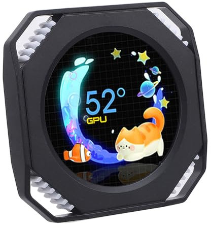 LICAEVEY PC Temperature Display Computer Temp Monitor, Computer Secondary Screen DIY Water Cooler RGB Monitor with GPU CPU Temperature Display, IPS USB Mini Screen (Black)