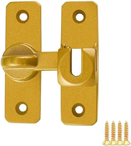 Schloss FüR SchiebetüR Beidseitig AbschließBar, 90/180-Grad-Torriegel-TüRschloss, Klappriegel Aus Aluminiumlegierung, Robuste TüRriegelbeschläGe FüR MöBel, KleiderschräNke Und Tore (Gold)