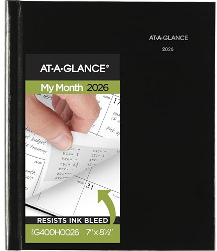 AT-A-GLANCE 2026 Planner, Monthly, 7 x 8-1/2, Medium, Hardcover, DayMinder, Black (G400H0026)