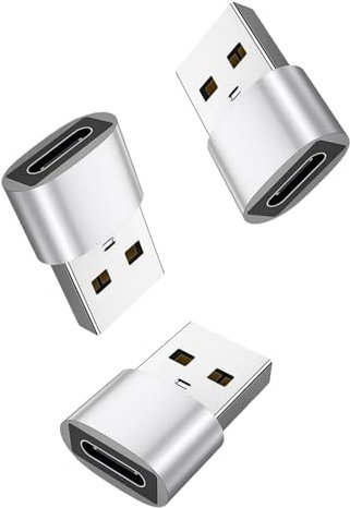 USB to USB C Adapter 3 Pack Plug & Play Type C to USB Adaptor for Fast Charging&Data Sync, High Heat-Resistant Aluminium Alloy USBC to USB Adapter Cable Converter for Notebook Tablet Smartphone Silver