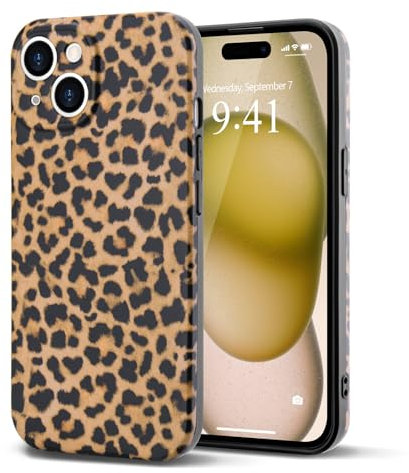 Teageo for Amber Leopard Print Case for iPhone 14, Slim Fashion Shockproof Protective Cover with Camera Protection Stylish Girls Women Case for iPhone 14, Classic Leopard Print