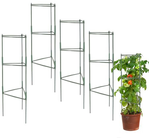 MoYouno Tomato Support, Climbing Vegetable Trellis Tomato Cages Planter Supports,Adjustable Garden Tomato Cage Frame,Assembled Freely Trellis for Climbing Vegetables Plants Flowers (120cm-4pcs)