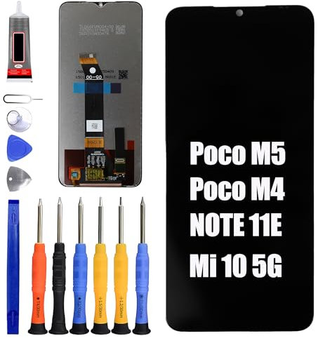 ERYNK Pantalla LCD para Xiaomi Poco M5 [con huellas dactilares] 22071219CG [6,58 pulgadas] Pantalla LCD Touch Screen Digitizer con juego de herramientas