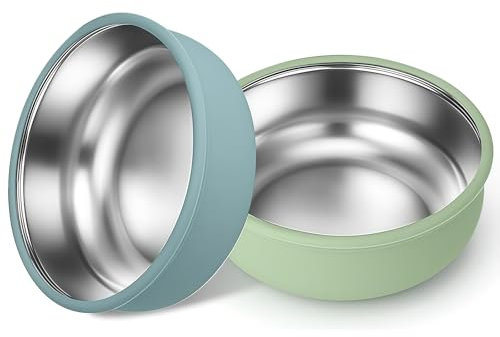 Yamobi 2 Piezas Platos para Bebés de Acero Inoxidable con Ventosa, Shimmerz Platos de Acero Inoxidable para Bebés con Función de Ventosa, Platos Infantiles 2 en 1 SUS304 para Bebés y Niños Pequeños