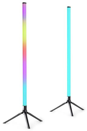 Fuzzix Starry - RGB LED Stehlampe 2er Set - Stehleuchte mit 360° LEDs, App & Fernbedienung, Musiksteuerung, Dimmbare Standleuchte, USB-C, RGB Lampe indirekte Beleuchtung Wohnzimmer
