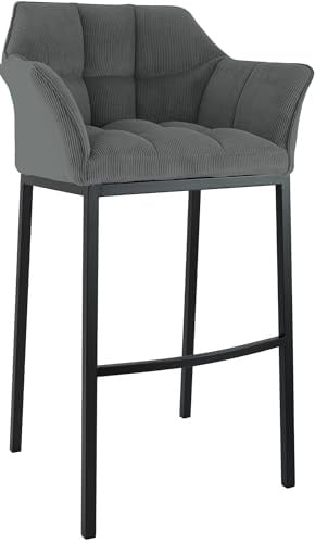 CLP Sgabello Bar Damaso con Rivestimento In Corda e Base a Quattro Gambe Colore:grigio;Colore del telaio:nero