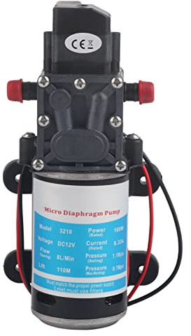 Mtlavishness Bomba de agua de alta presión autocebante de diafragma eléctrico de 12 V 100 W con interruptor de presión para equipos industriales Equipos químicos Barco Llenado de