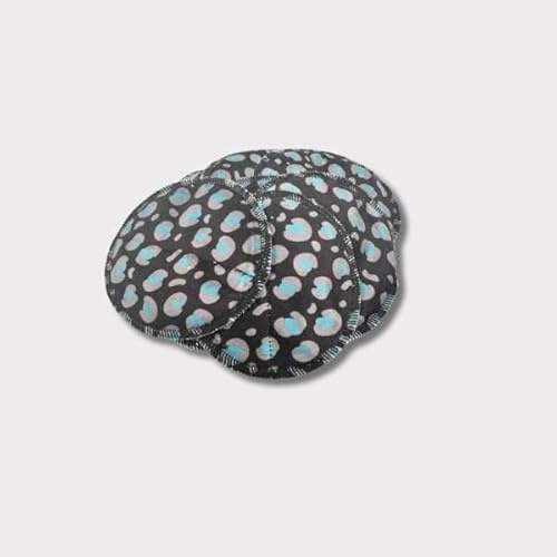 CHEEKY WIPES Reusable Makeup Remover Pads, Bamboo, 11cm Diameter, Plush and Bamboo Sides, Machine Washable, Set of 10 (Leopard Black/Teal, 10 Pack)