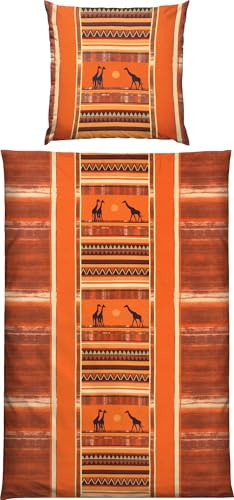 Erwin Müller Bettwäsche Edelflanell orange Größe 1x 155x220 cm + 1x 80x80 cm