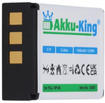 Akku-King Akku kompatibel mit Fuji NP-85 - Li-Ion 1600mAh - für Fujifilm Finepix F305, SL240, SL260, SL280, SL300, SL305, SL1000