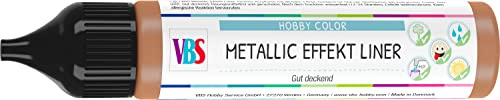 VBS Metallic Effekt Liner 28 ml Metallicfarbe frostfest lichtecht speichelecht wasserfest wasserverdünnbar lösungsmittelfrei ganzjährig waschbar bis 40°C Kupfer
